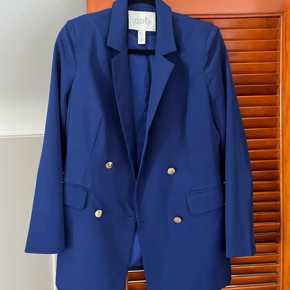 ASOS Liquorish Women's Navy Blazer with Gold Buttons